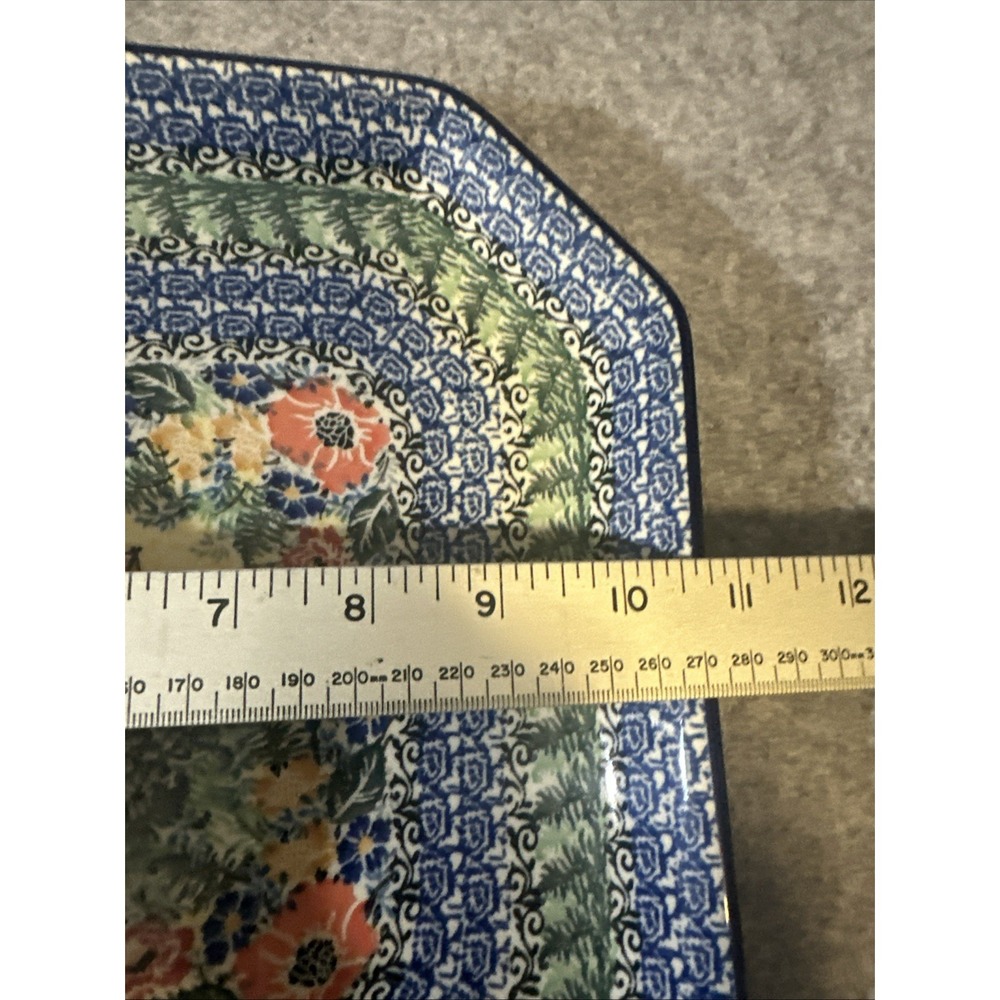 Polish Pottery Square Platter Cabin Meadow UNIKAT 4018 Signd M. Starzyk Poland - Picture 8 of 9